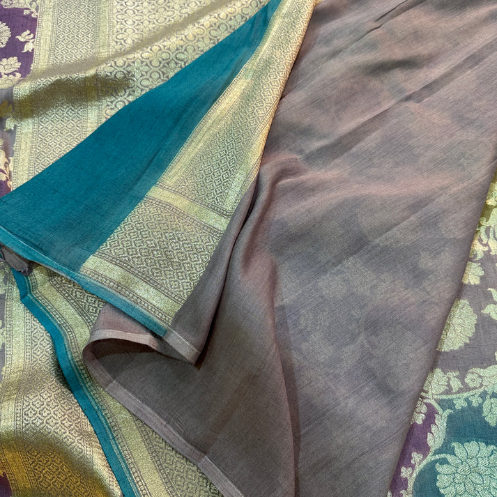 Multi Colour Hand Painted Pure Munga Silk Saree