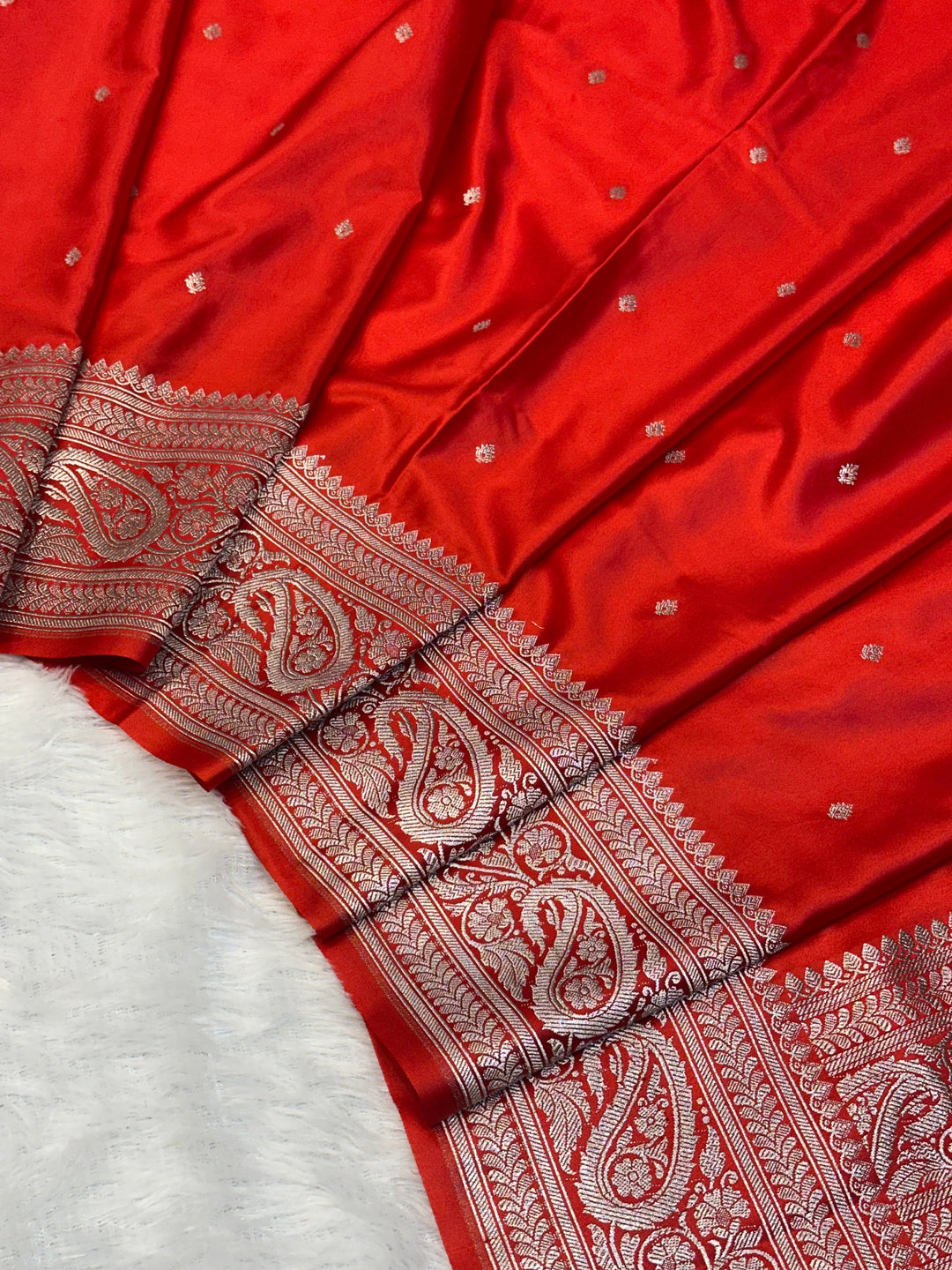 Bridal Red Mashru Katan Silk Banarasi Saree