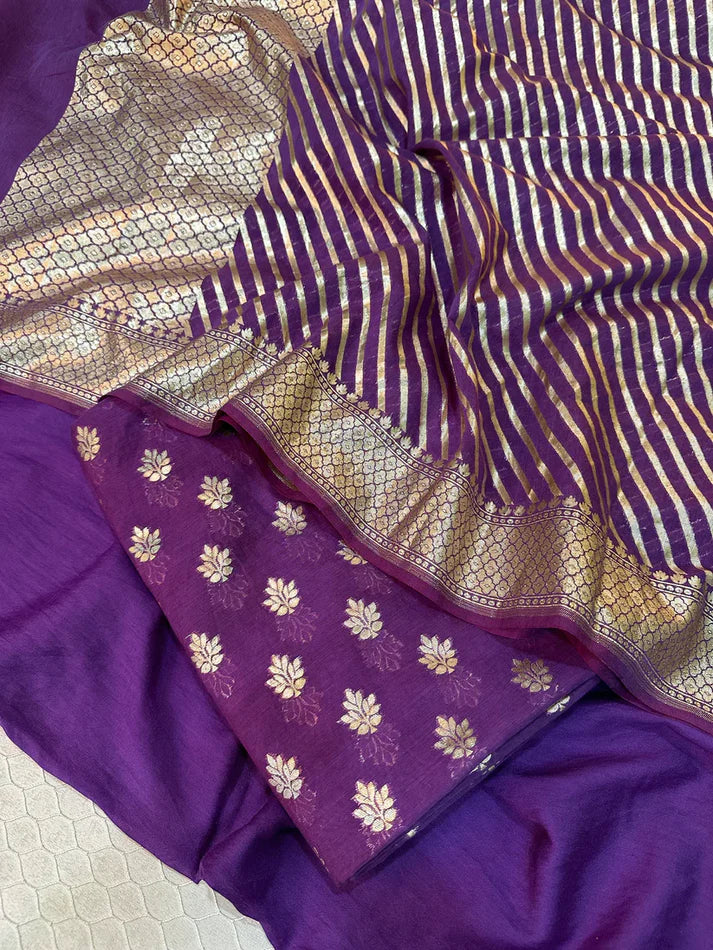 Purple Banarasi Faux Georgette Suit