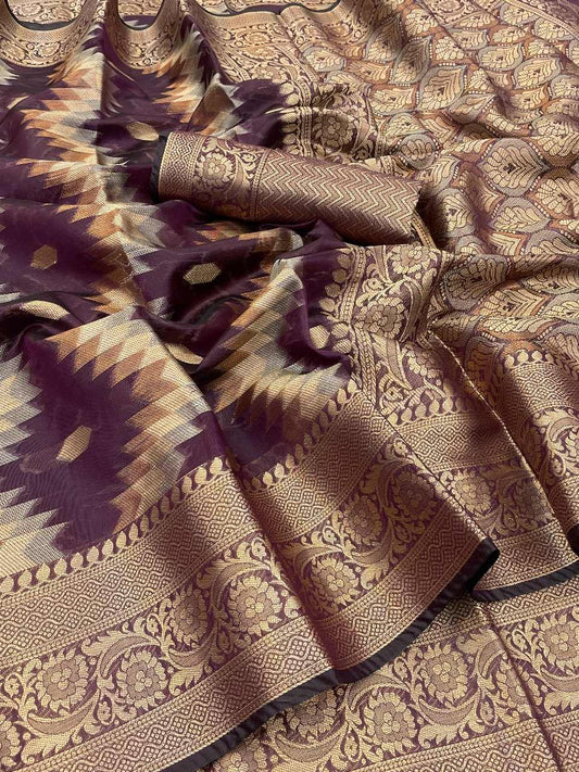 Abstract Purple Colour Look Soft Silk Saree