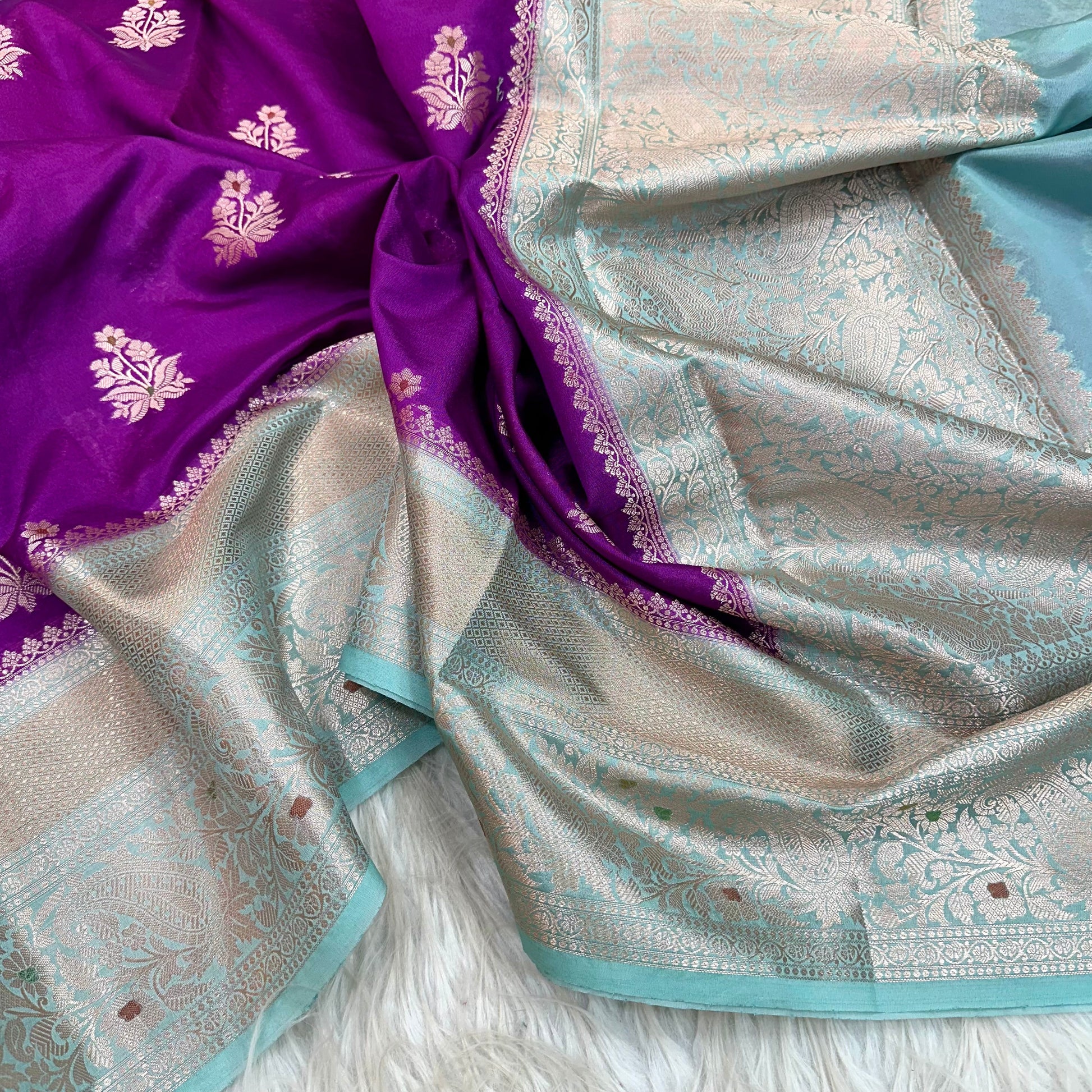 Purple Shade Chinia Silk Banarasi Saree