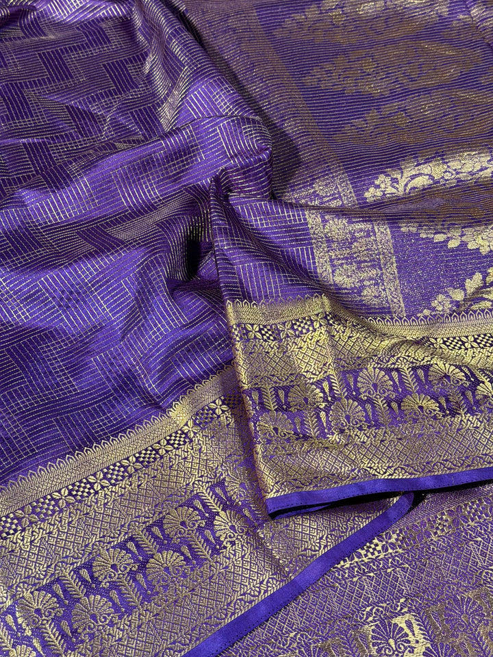 Bright Purple Intricate Crepe Georgette Banarasi Saree