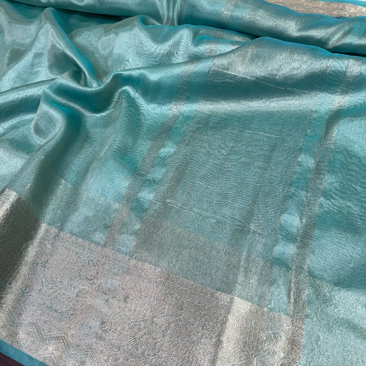 Jahnvi Kapoor Inspired Sea Green Colour Tissue Silk Saree