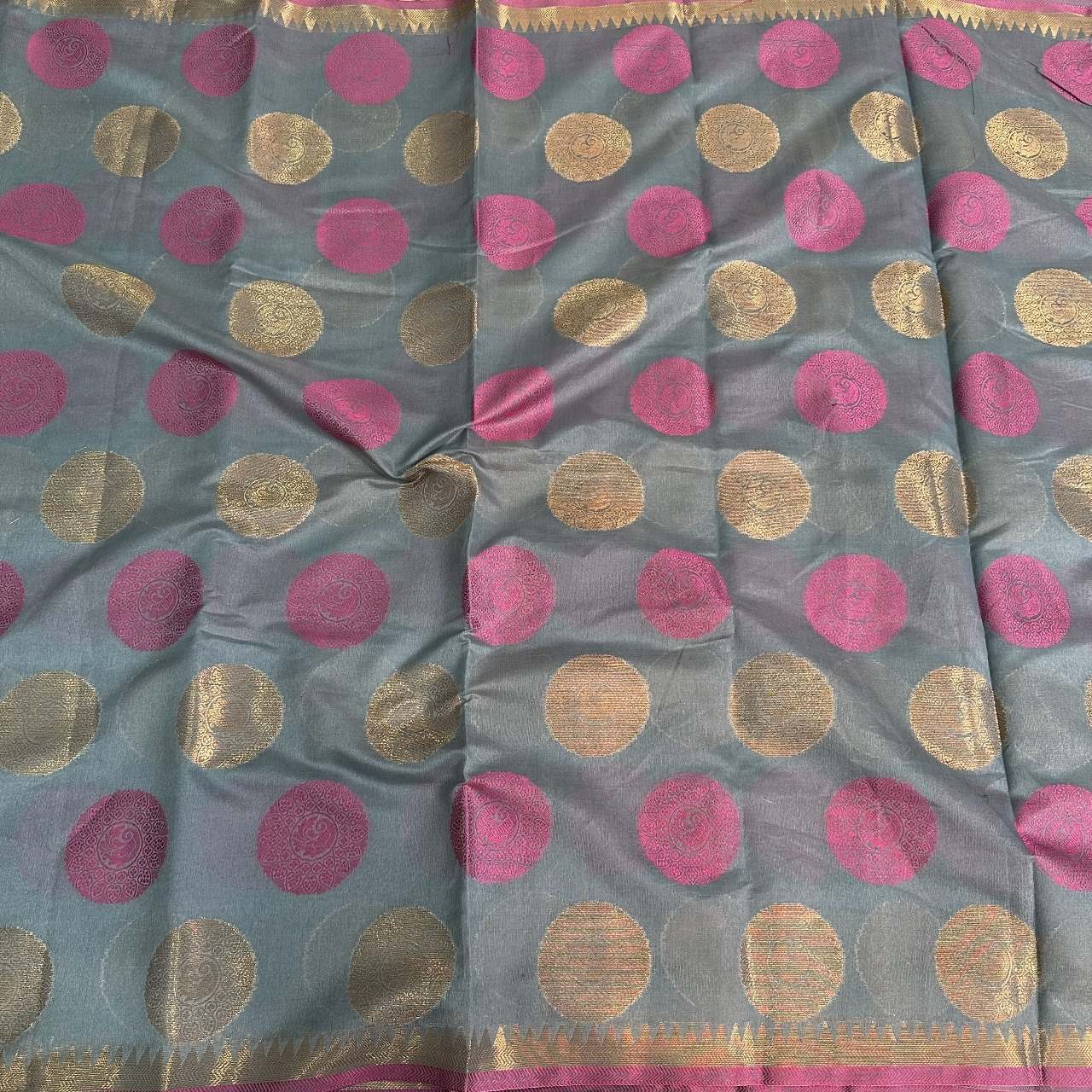 Pretty Gray Colour Soft Cotton Silk Banarasi Saree