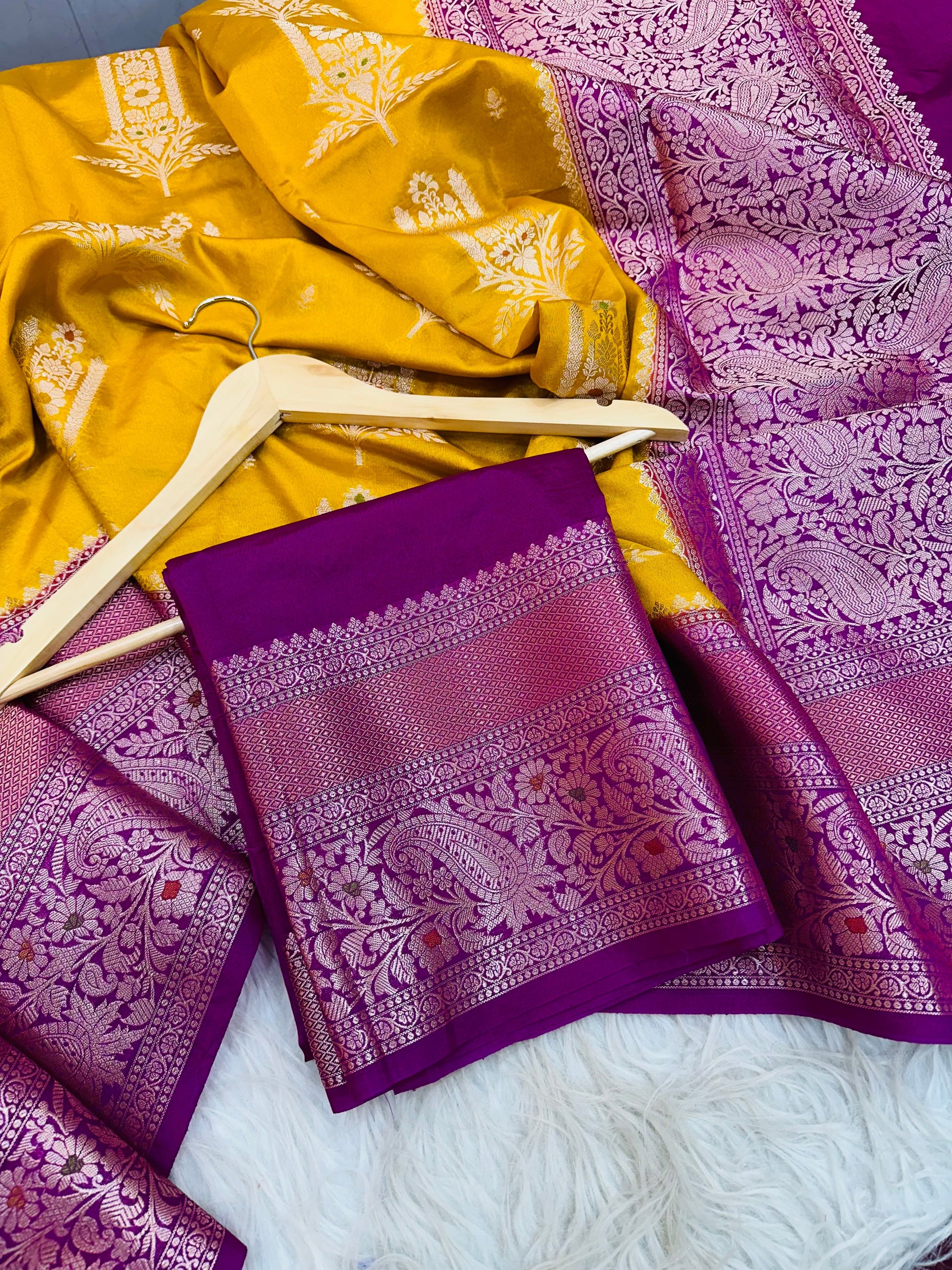 Dark Mustard Chinia Silk Banarasi Saree