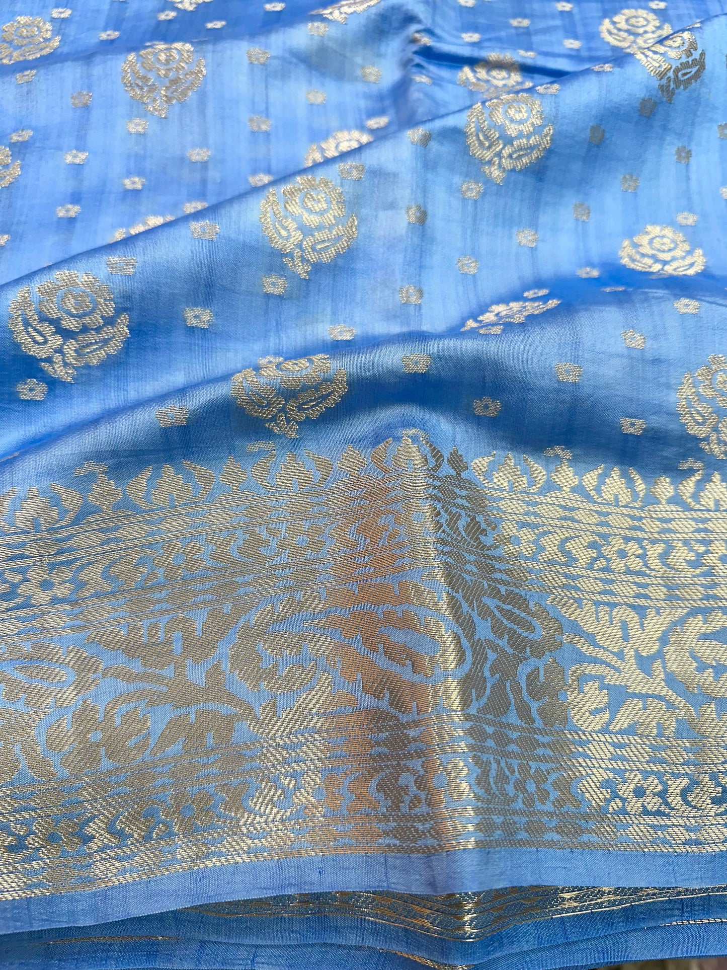 Powder Blue Shade Chiniya Silk Saree