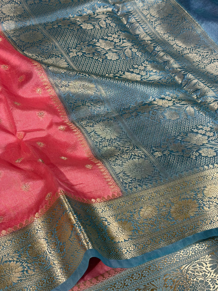 Pink Firozi Soft Georgette Traditional Banarasi Saree