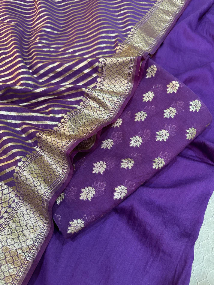 Purple Banarasi Faux Georgette Suit