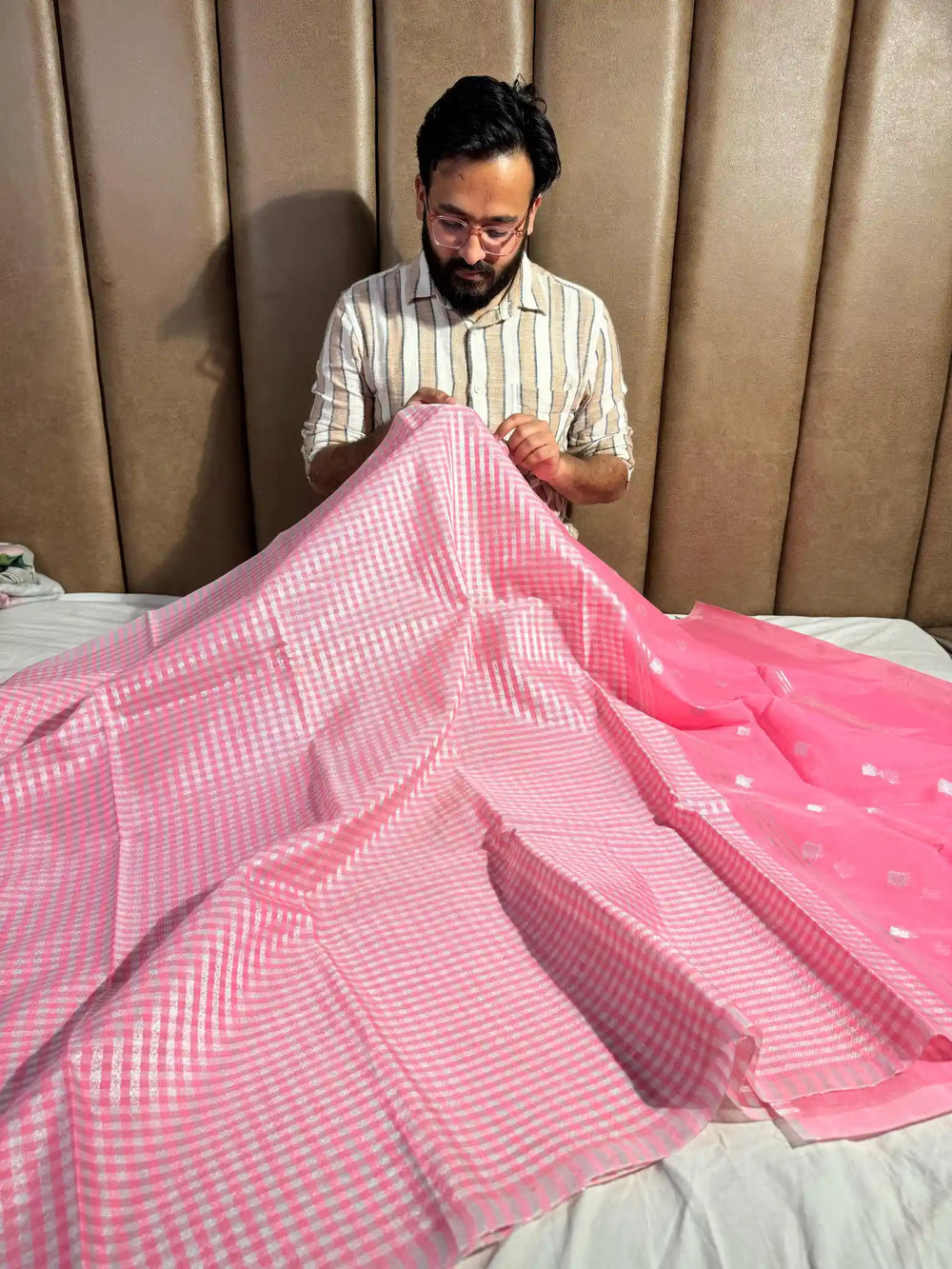 All Time Hit Lungi Zari Check Cotton saree with rich pallu