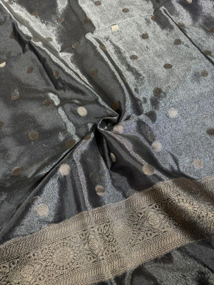 Ash Grey Kora Tissue Silk Banarasi Suit