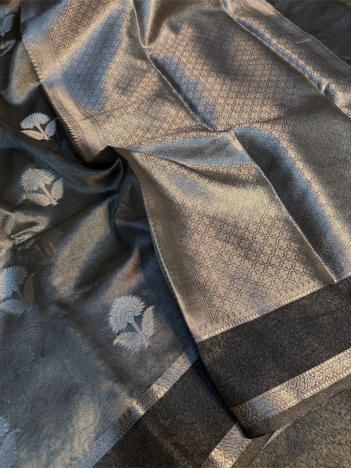 Ash Grey Soft Tissue Heritage Banarasi Saree