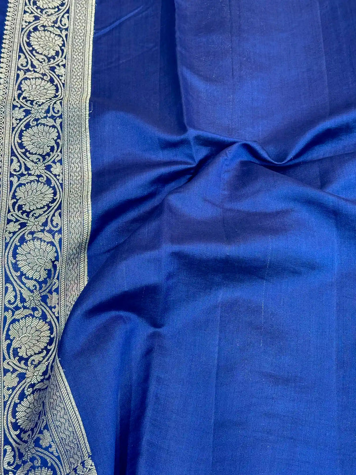 Astros Navy Blue Intricate Meenakari Chiniya Silk Banarasi Saree