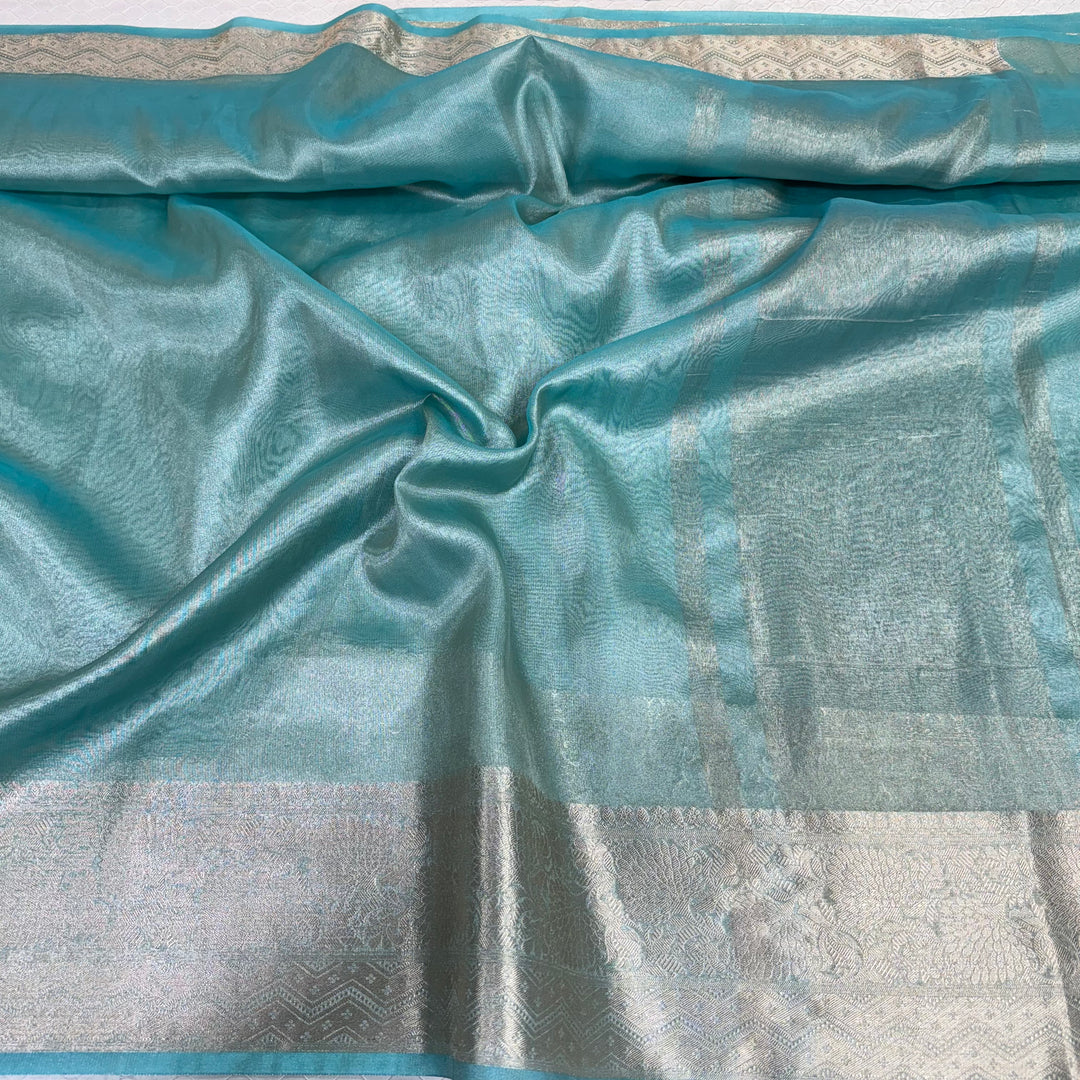 Jahnvi Kapoor Inspired Sea Green Colour Tissue Silk Saree