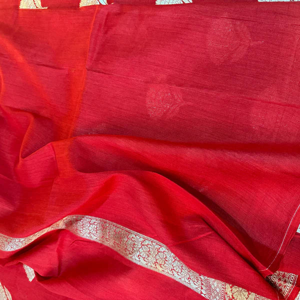 Premium Red Munga Silk Saree