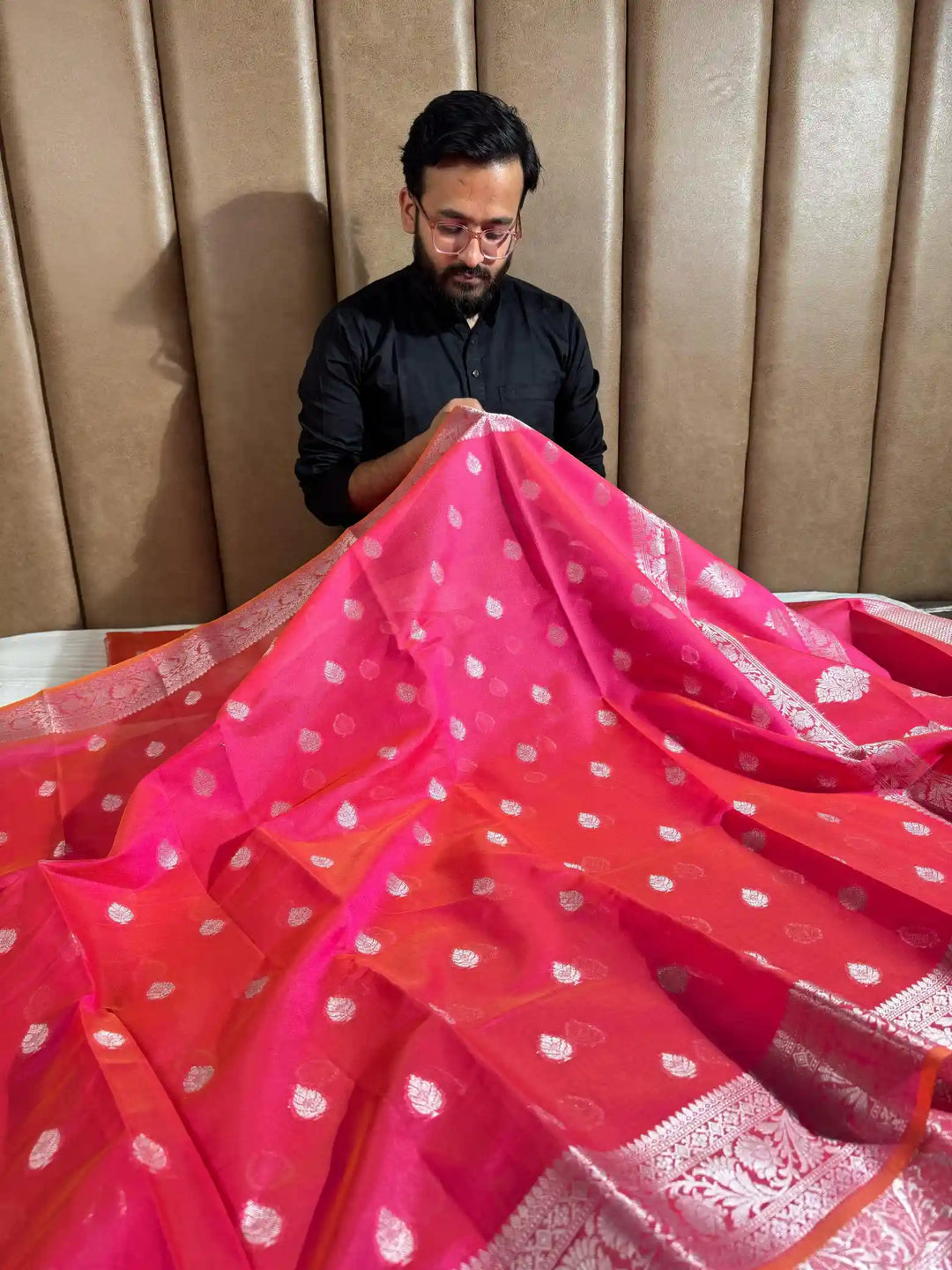 Baby Pink Colour Soft Silk Khaddi Buti Silk Saree