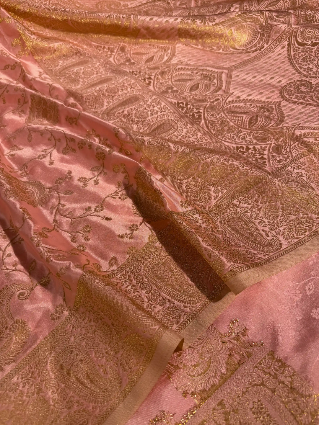 Baby Pink Mashru Katan Silk Intricate Weave Banarasi Saree