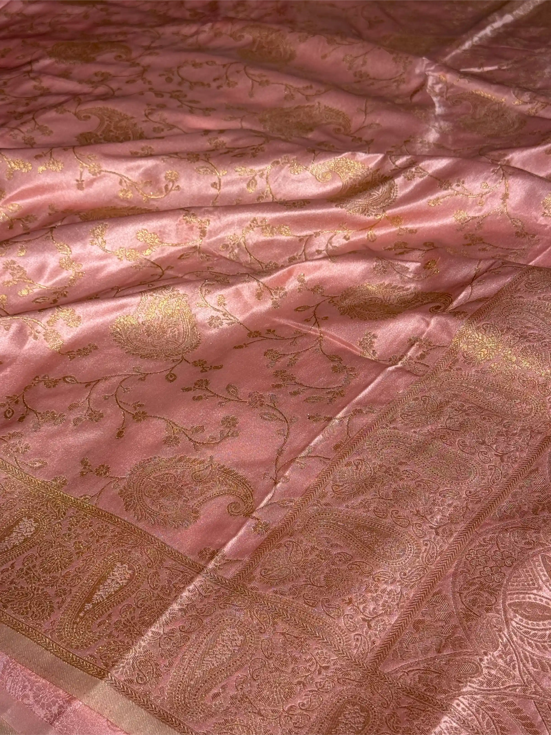 Baby Pink Mashru Katan Silk Intricate Weave Banarasi Saree