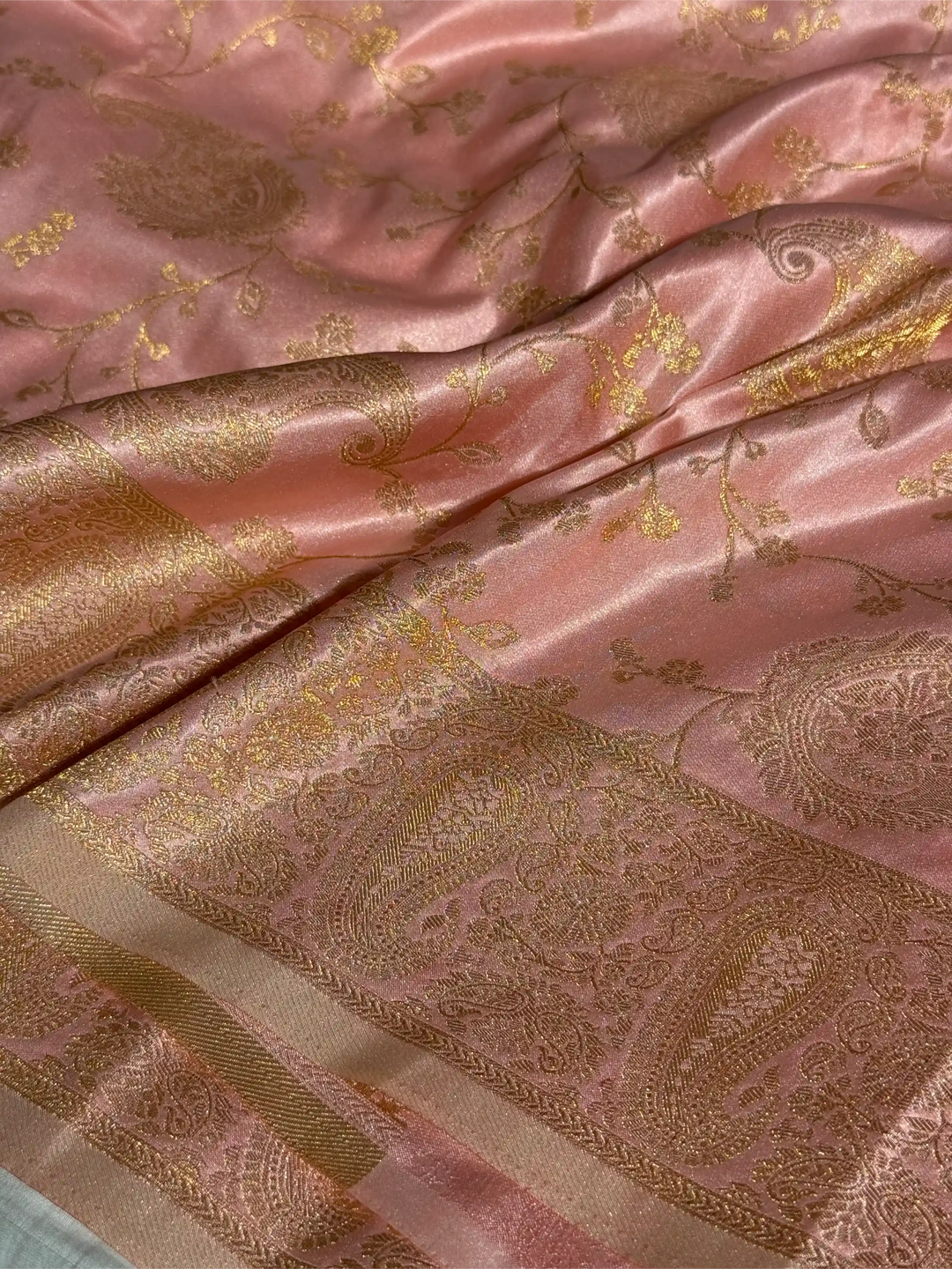 Baby Pink Mashru Katan Silk Intricate Weave Banarasi Saree