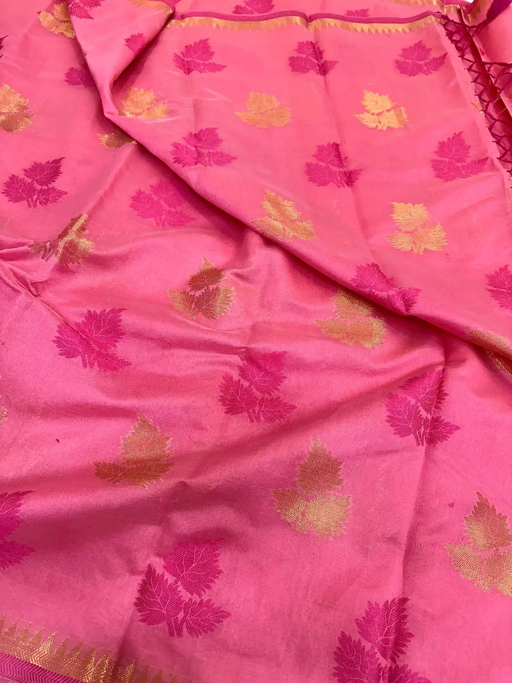 Baby Pink Soft Cotton Silk Banarasi Saree