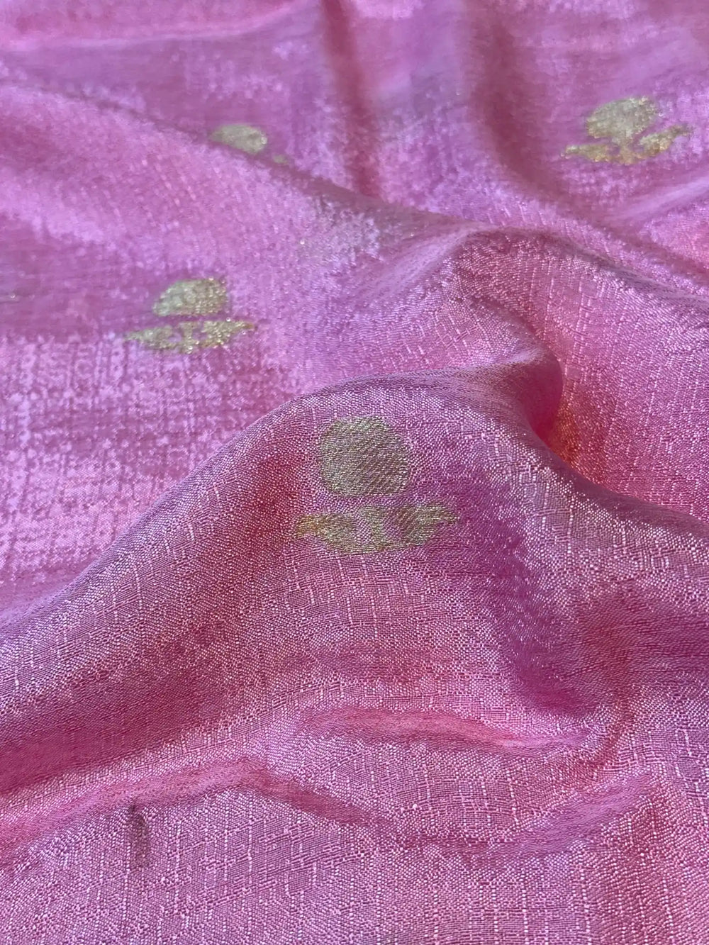 Baby Pink Viscose Georgette Designer Buta Work Banarasi Saree