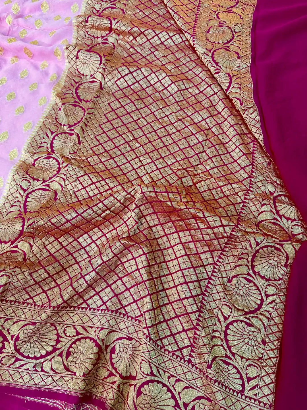 Baby Pink Buti Khaddi Georgette Banarasi Saree