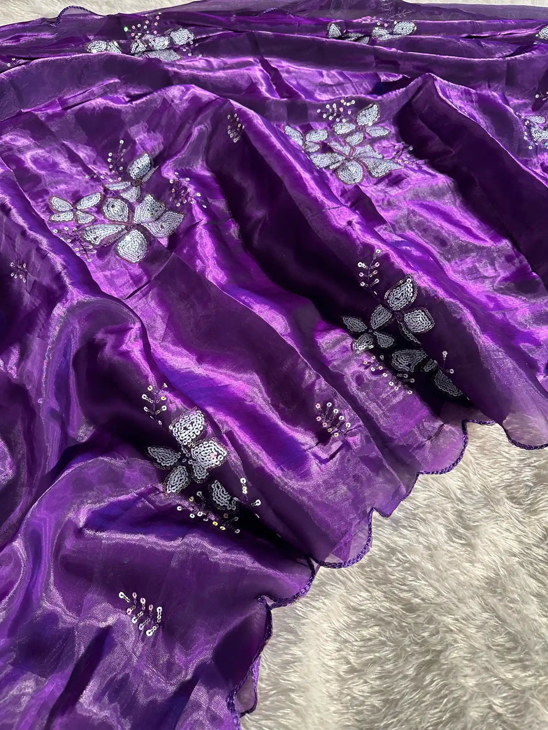 Baigani Shimmery Tissue Silk Designer Saree