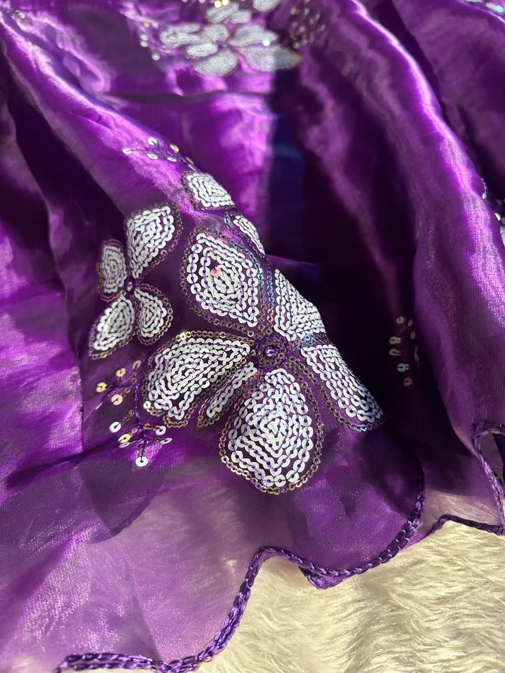 Baigani Shimmery Tissue Silk Designer Saree