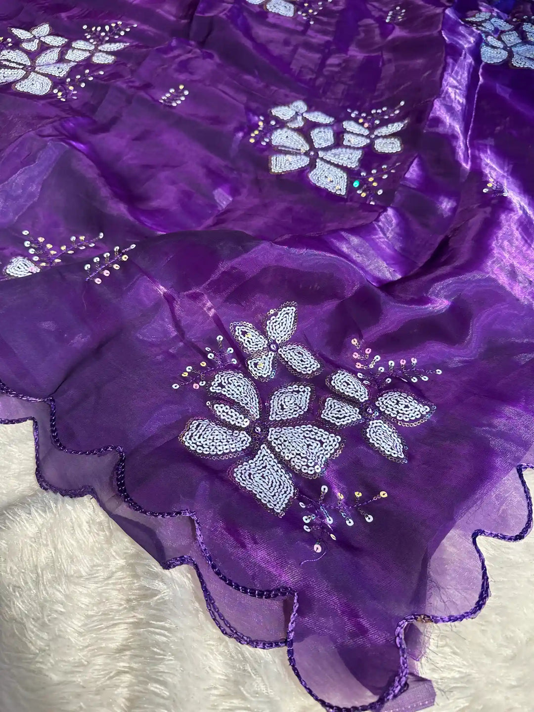 Baigani Shimmery Tissue Silk Designer Saree