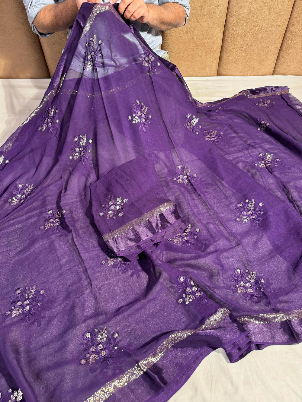 Banarasi Georgette Silk Saree with Thread Sequence Work