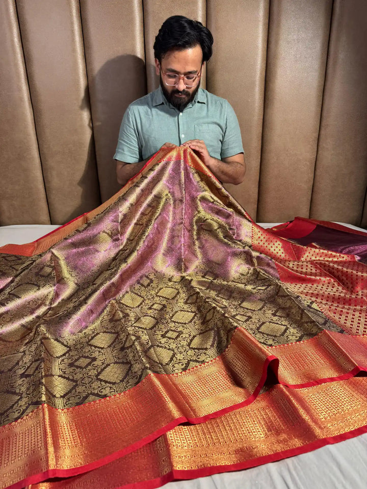 Banarasi Tissue Silk Saree with Rich Pallu and Blouse