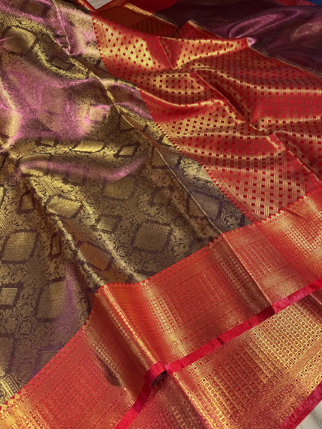 Banarasi Tissue Silk Saree with Rich Pallu and Blouse