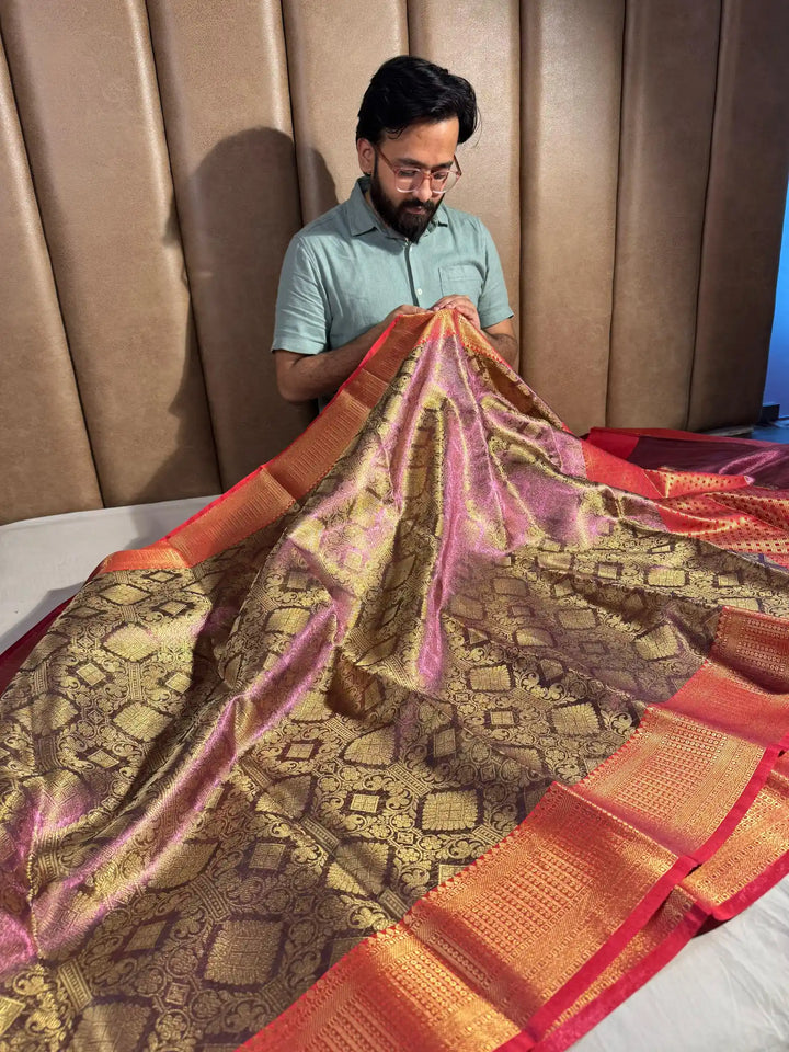 Banarasi Tissue Silk Saree with Rich Pallu and Blouse