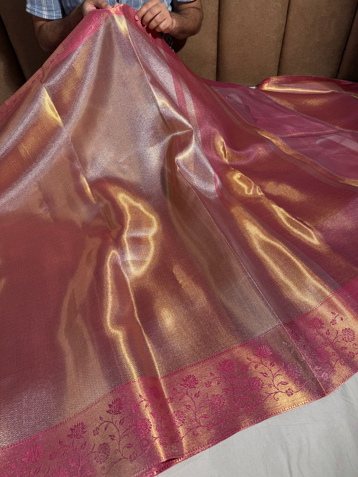 Banarasi Tissue Silk saree with border embossed work