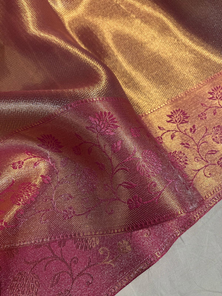 Banarasi Tissue Silk saree with border embossed work