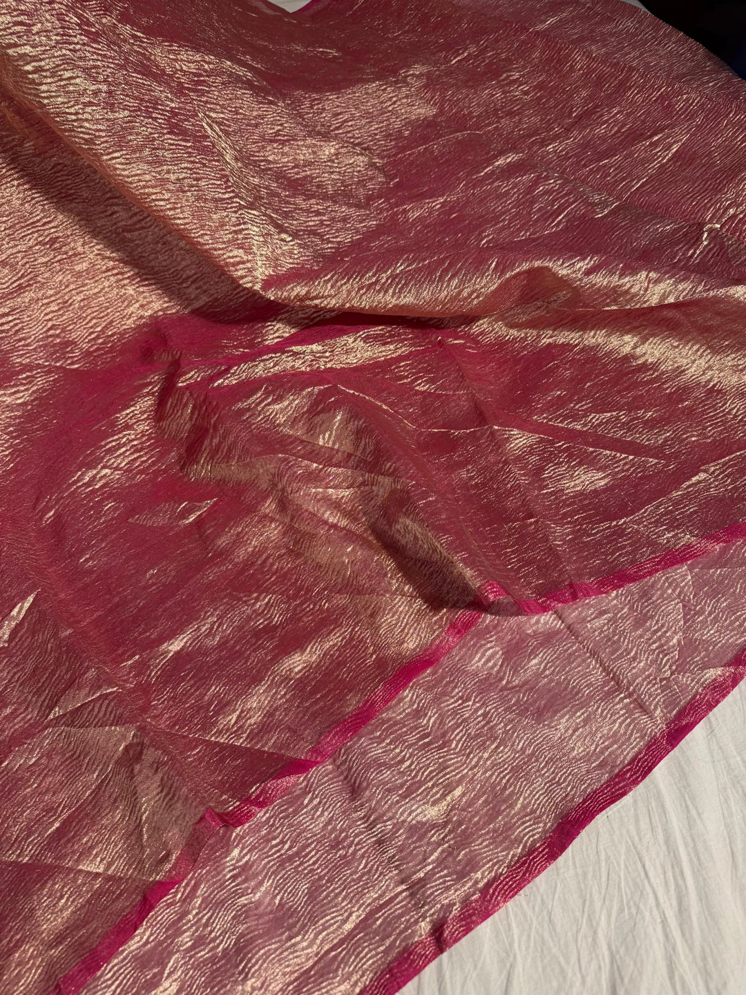 Banarasi crush tissue silk saree with rich pallu and blouse