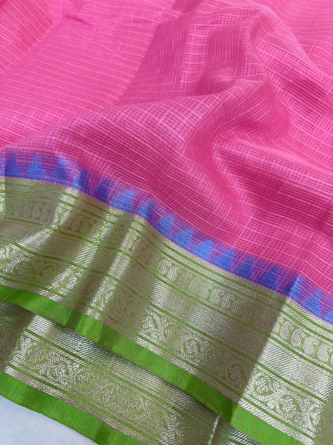 Barbie Pink Dharmavaram Cotton Silk Checks Weave Banarasi Saree