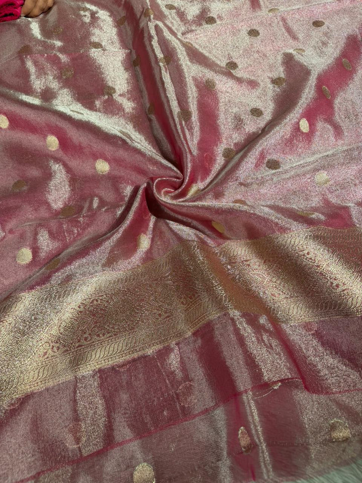 Barbie Pink Kora Tissue Silk Banarasi Suit