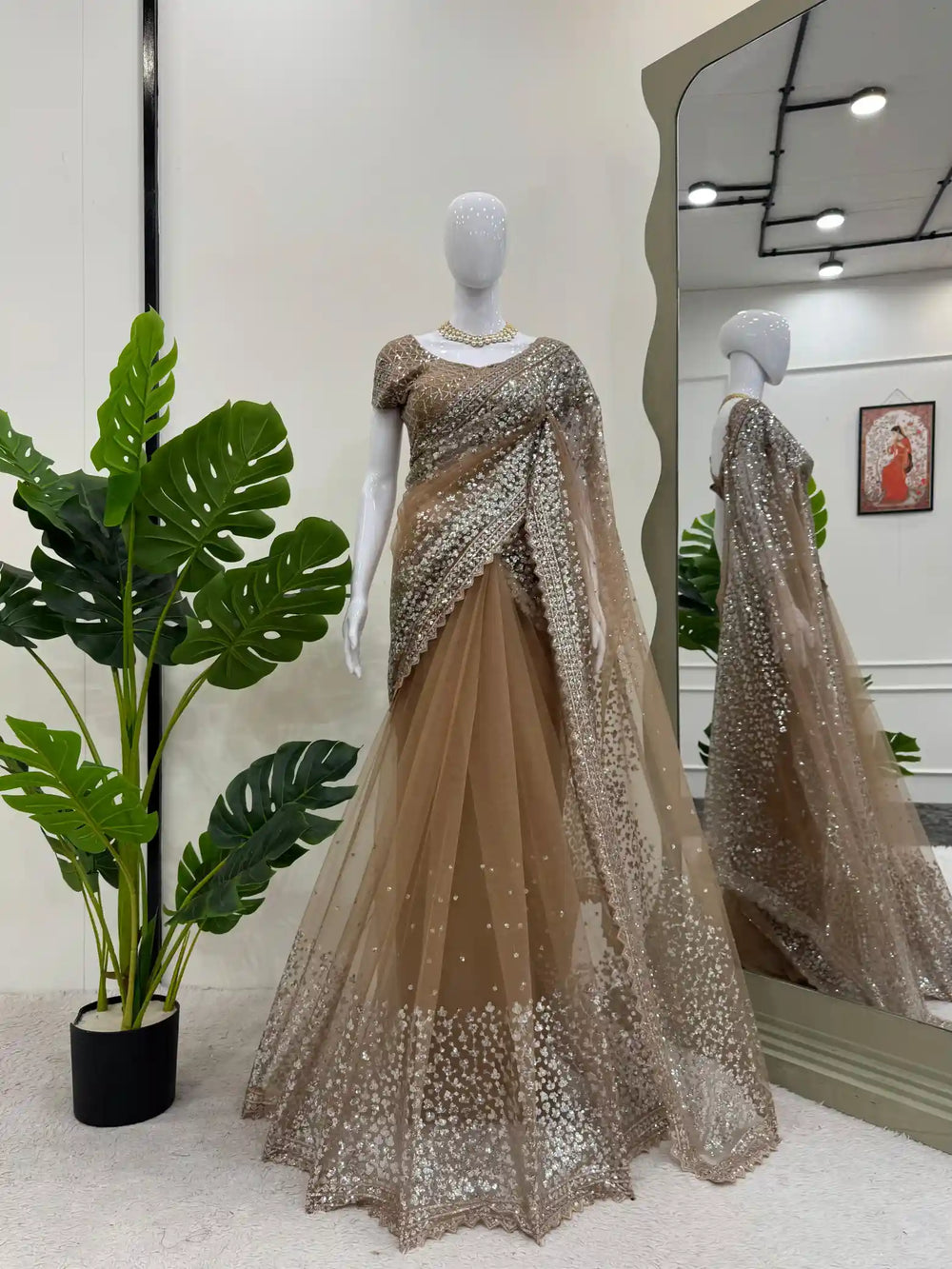 Dreamy Saree Premium net fabric with sequence work saree with exclusive border