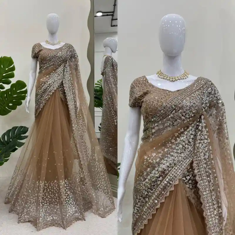 Dreamy Saree Premium net fabric with sequence work saree with exclusive border
