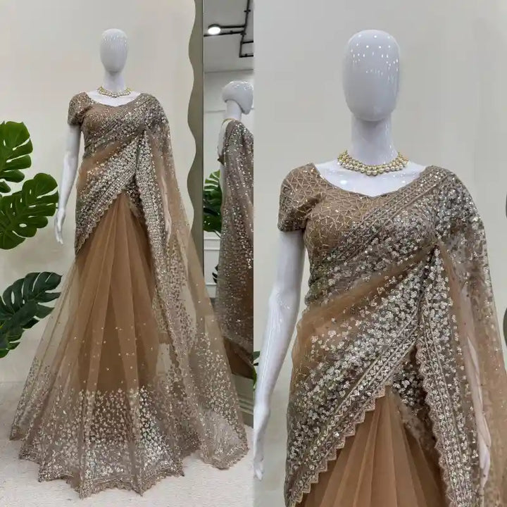Dreamy Saree Premium net fabric with sequence work saree with exclusive border