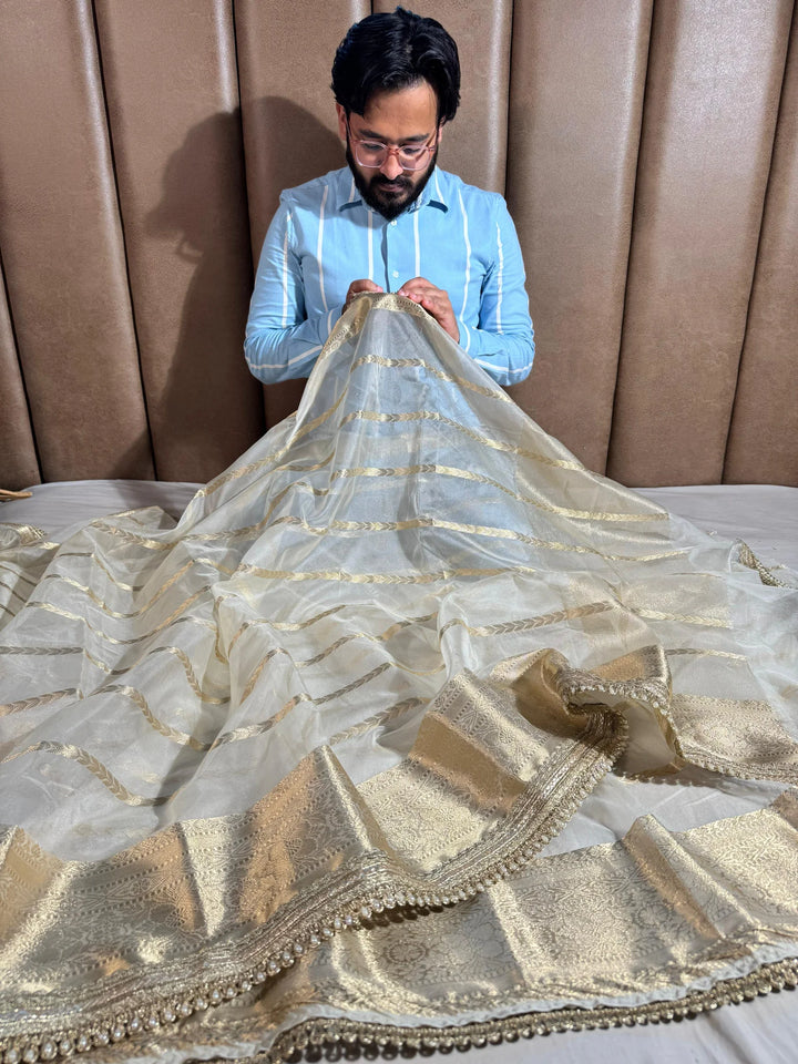 Bestserller banarasi organza silk saree with premium lace work