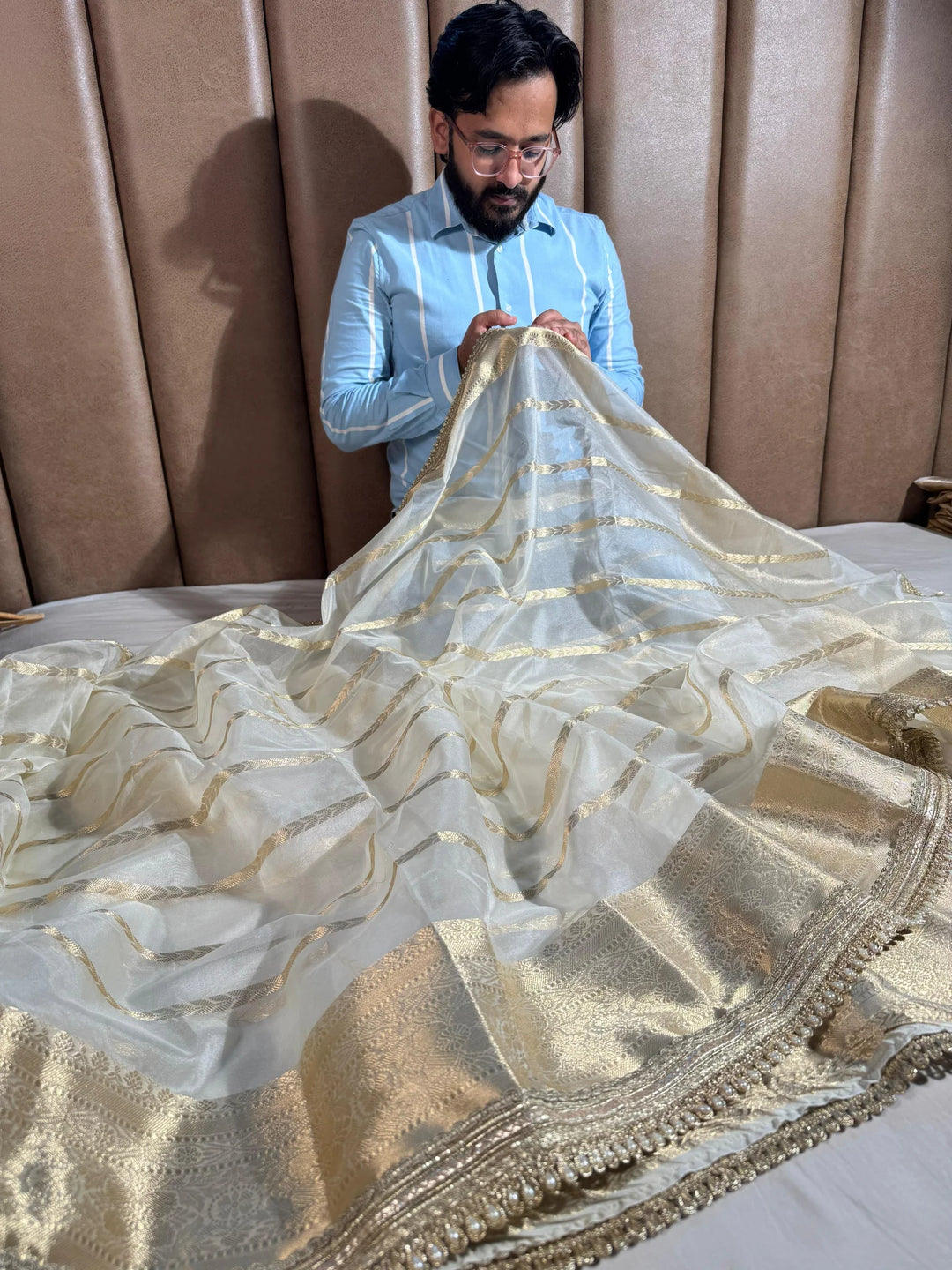 Bestserller banarasi organza silk saree with premium lace work