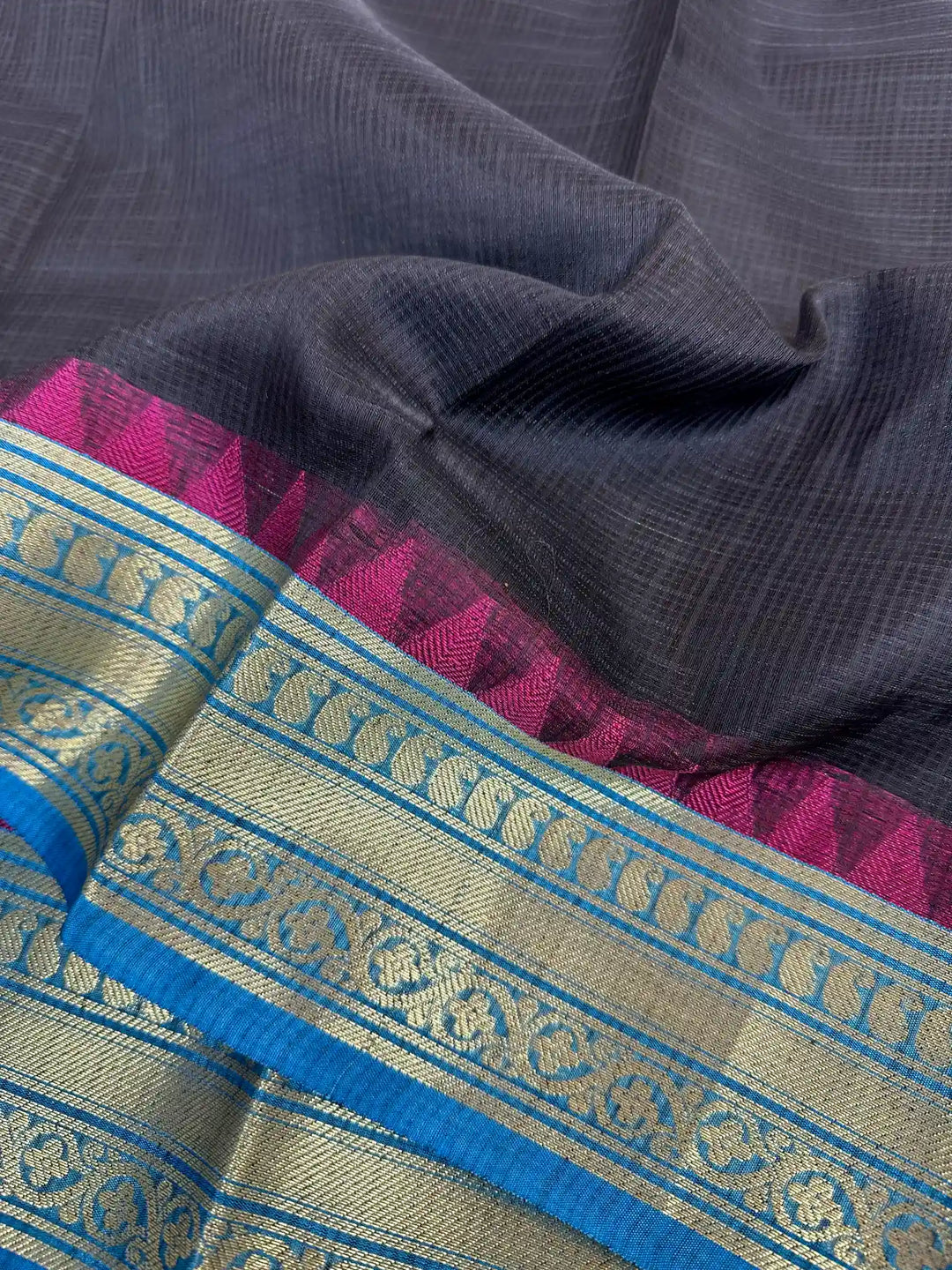 Black Dharmavaram Cotton Silk Checks Weave Banarasi Saree