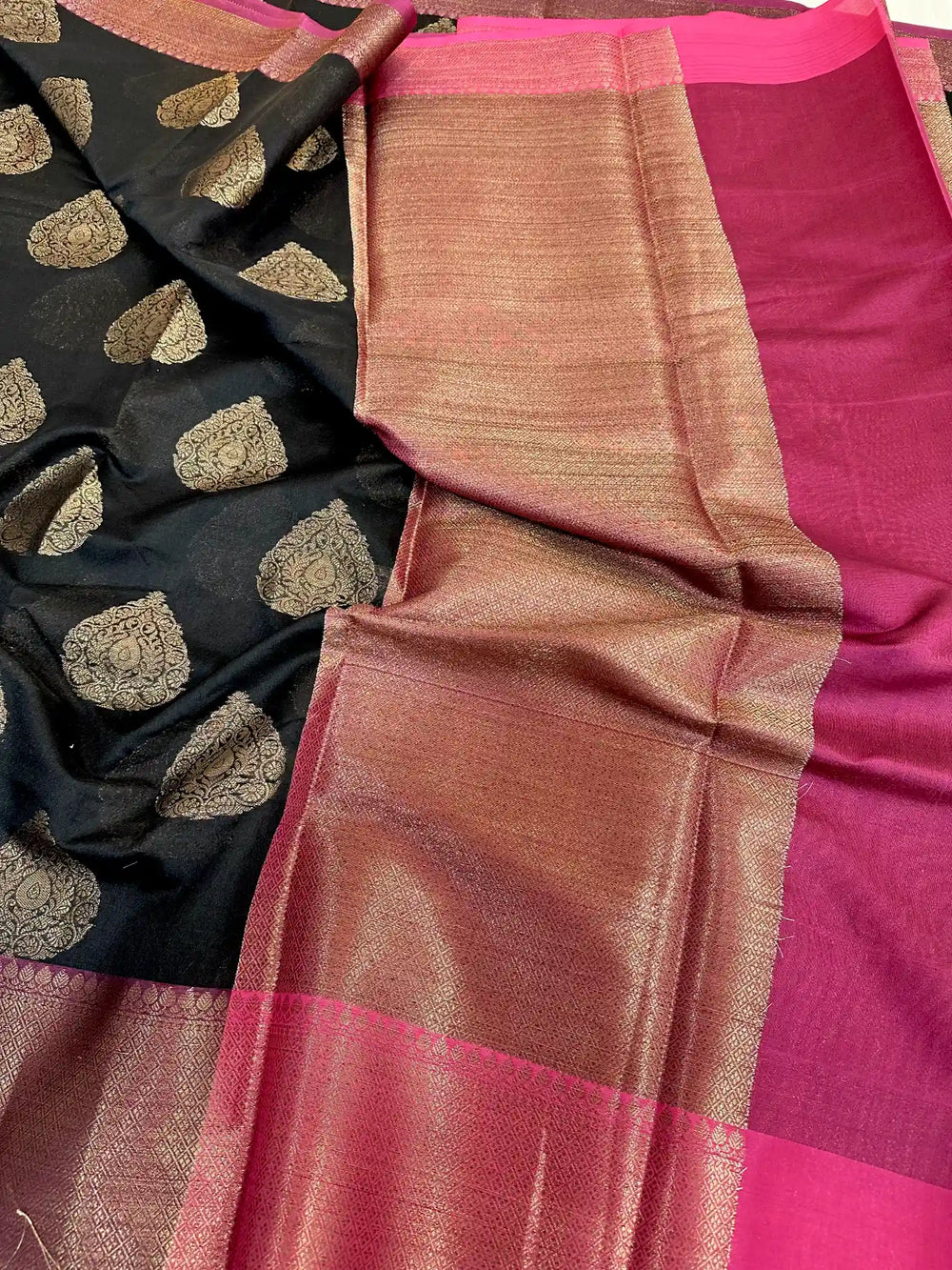 Black Colour Cotton Silk Buta Saree