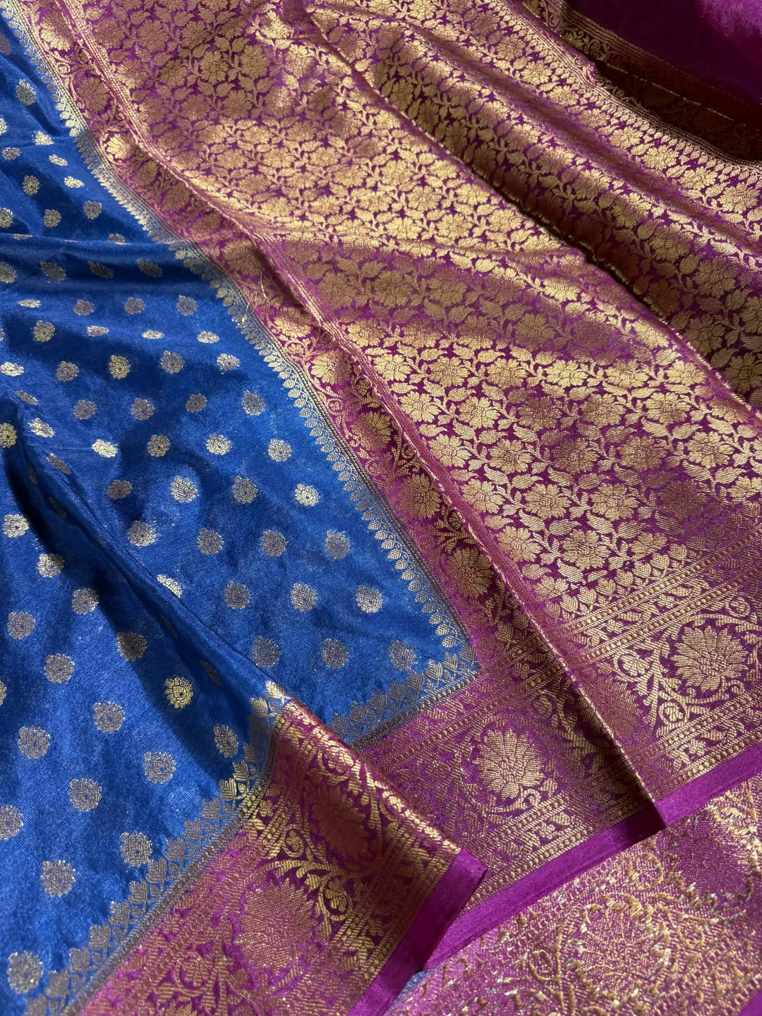 Blue Georgette Silk Khaddi Buti Weave Banarasi Saree