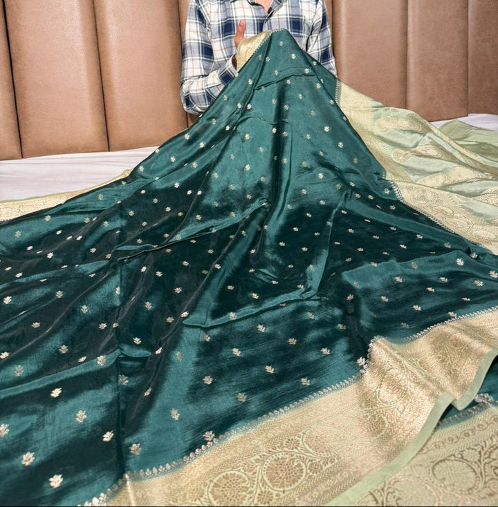 Bottle Green Soft Georgette Traditional Banarasi Saree