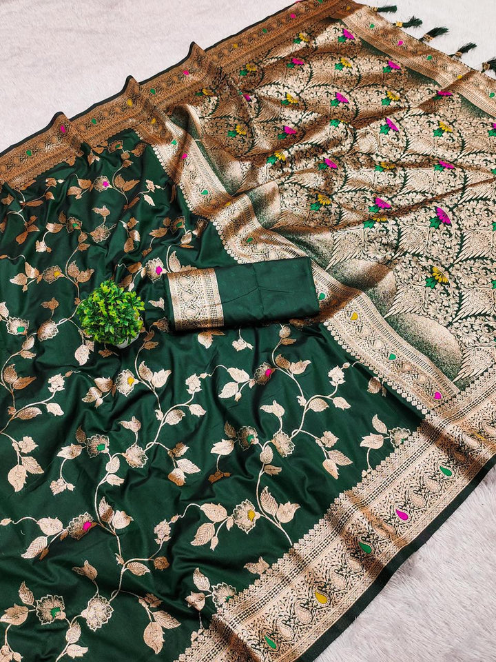 Premium Banarasi Katan Silk Saree with Rich Pallu and Blouse