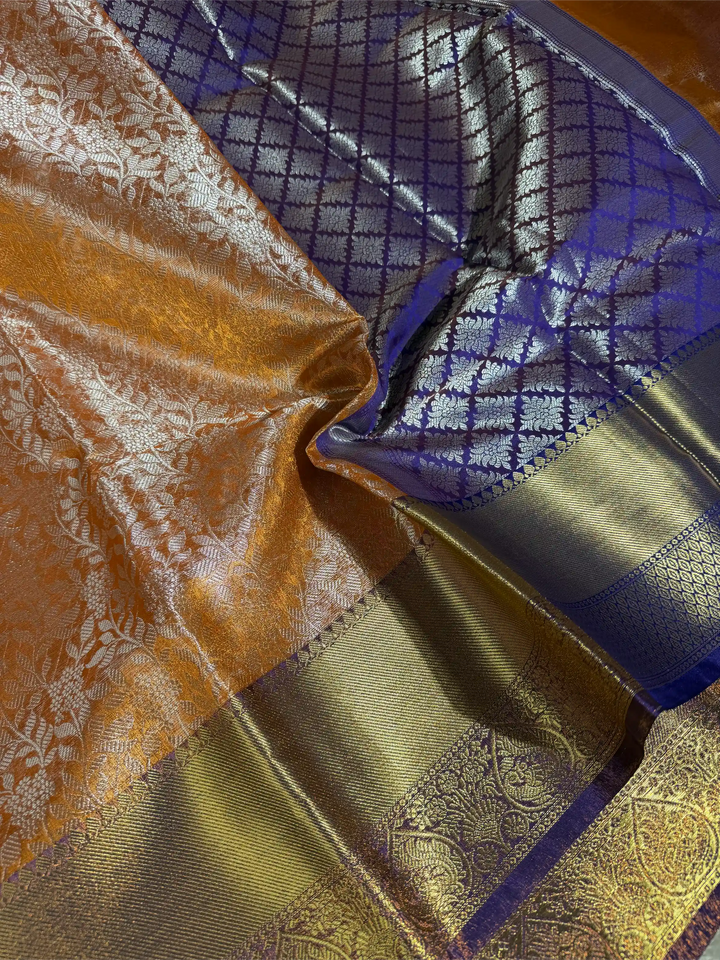 Bridal Kanjivaram Embossed Tissue Silk Saree