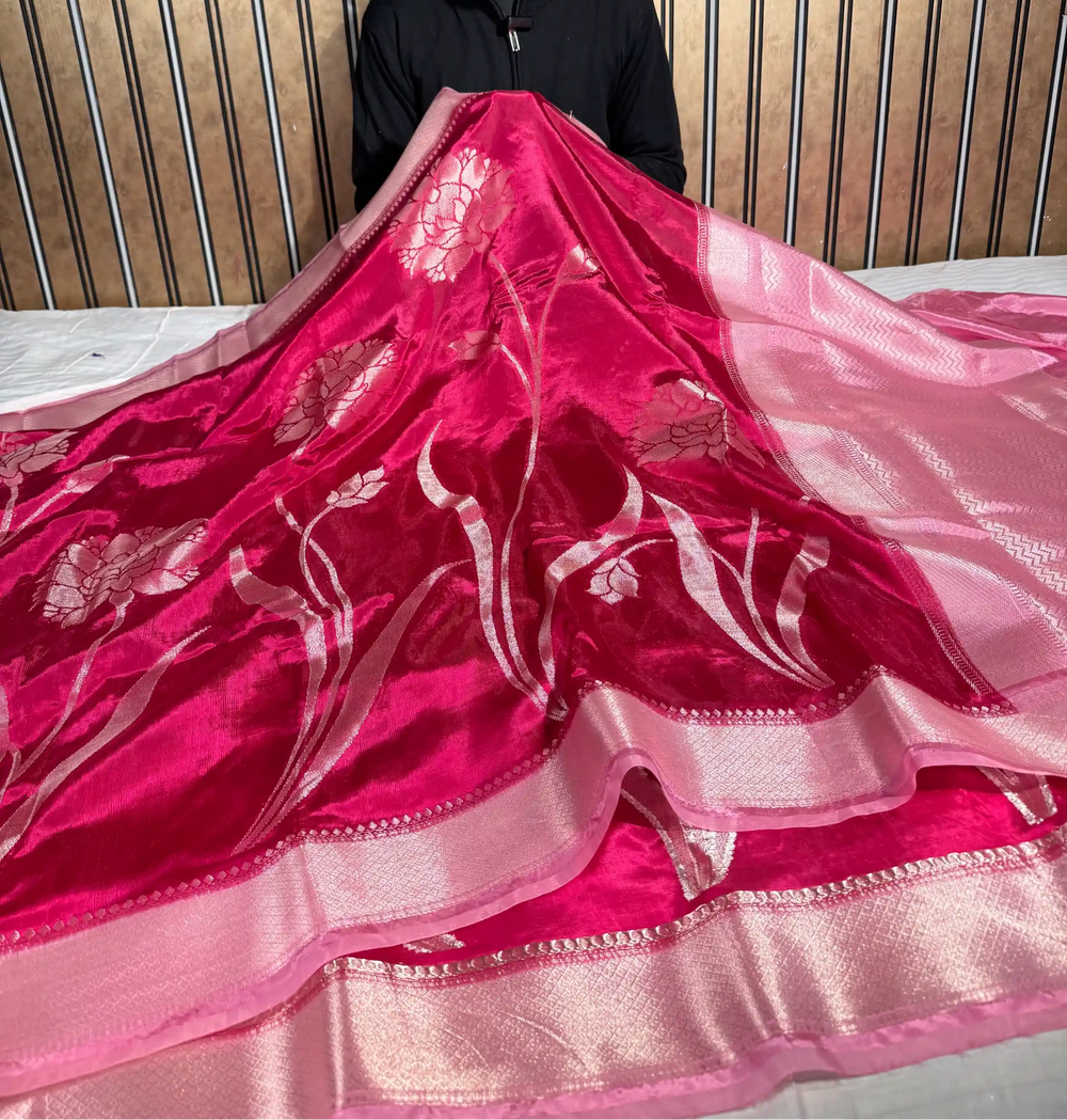 Bridal Rani Banana Silk Heritage Weave Banarasi Saree