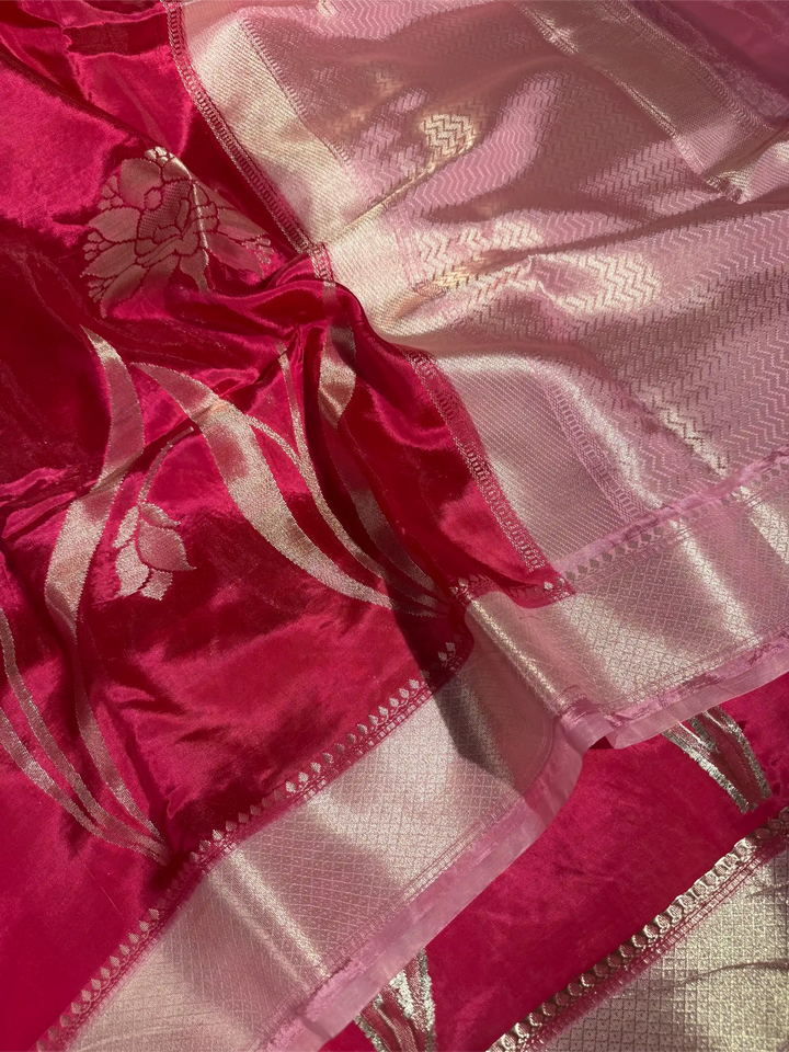 Bridal Rani Banana Silk Heritage Weave Banarasi Saree